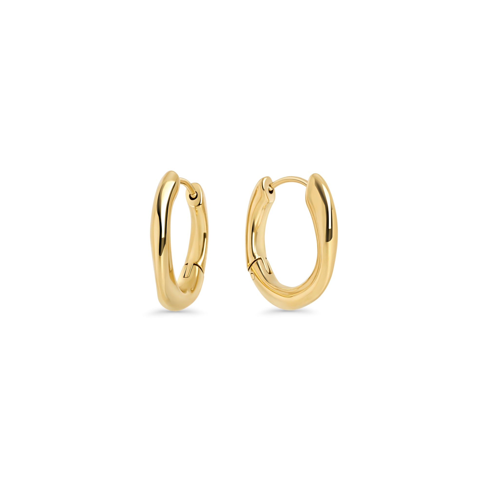 Gold chunky oval hoop earrings – nickel-free, tarnish-resistant & waterproof stainless steel earrings for sensitive ears, best everyday gold hoops by Mia Bijoux Canada