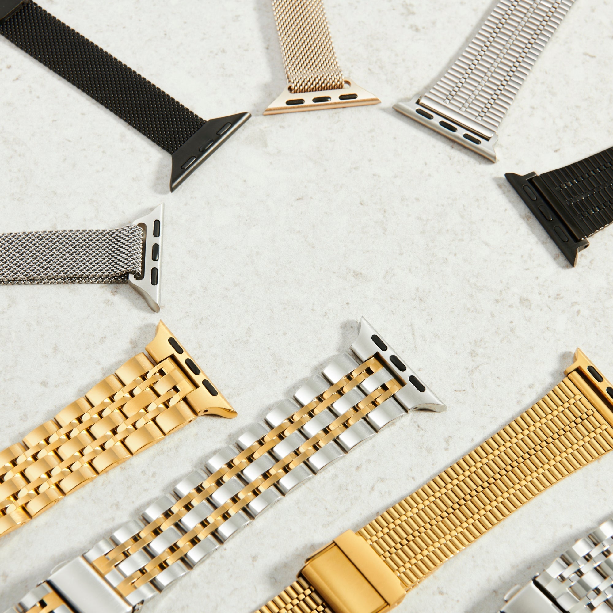 Stainless steel apple watch band silver gold black bracelet montre intelligente acier inoxydable argent or noir MIAJWL