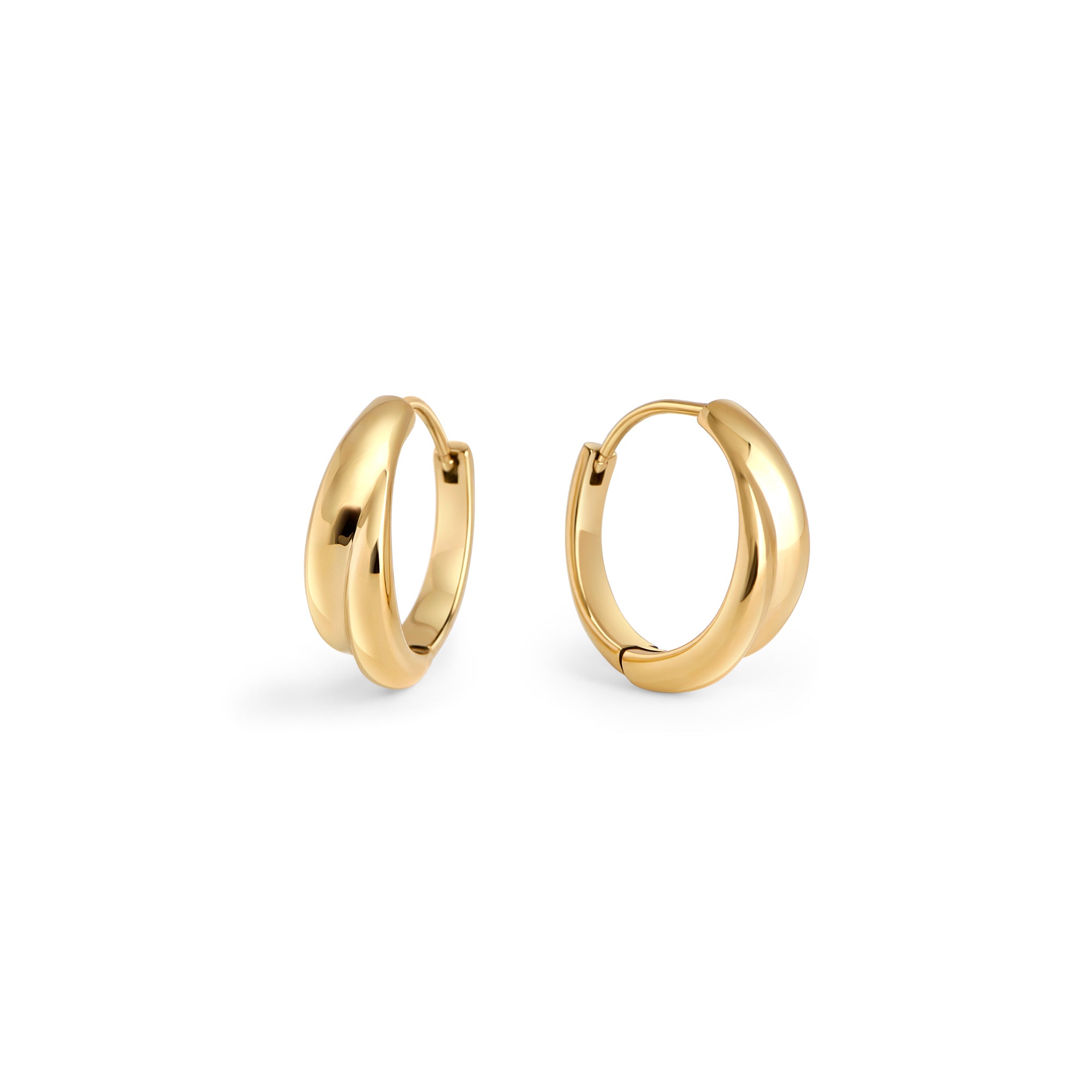 Gold Huggie Earrings Hypoallergenic Stainless Steel Waterproof Non-tarnish Twisted Hoop Boucles d'oreilles Or Hypoallergène Acier Inoxydable