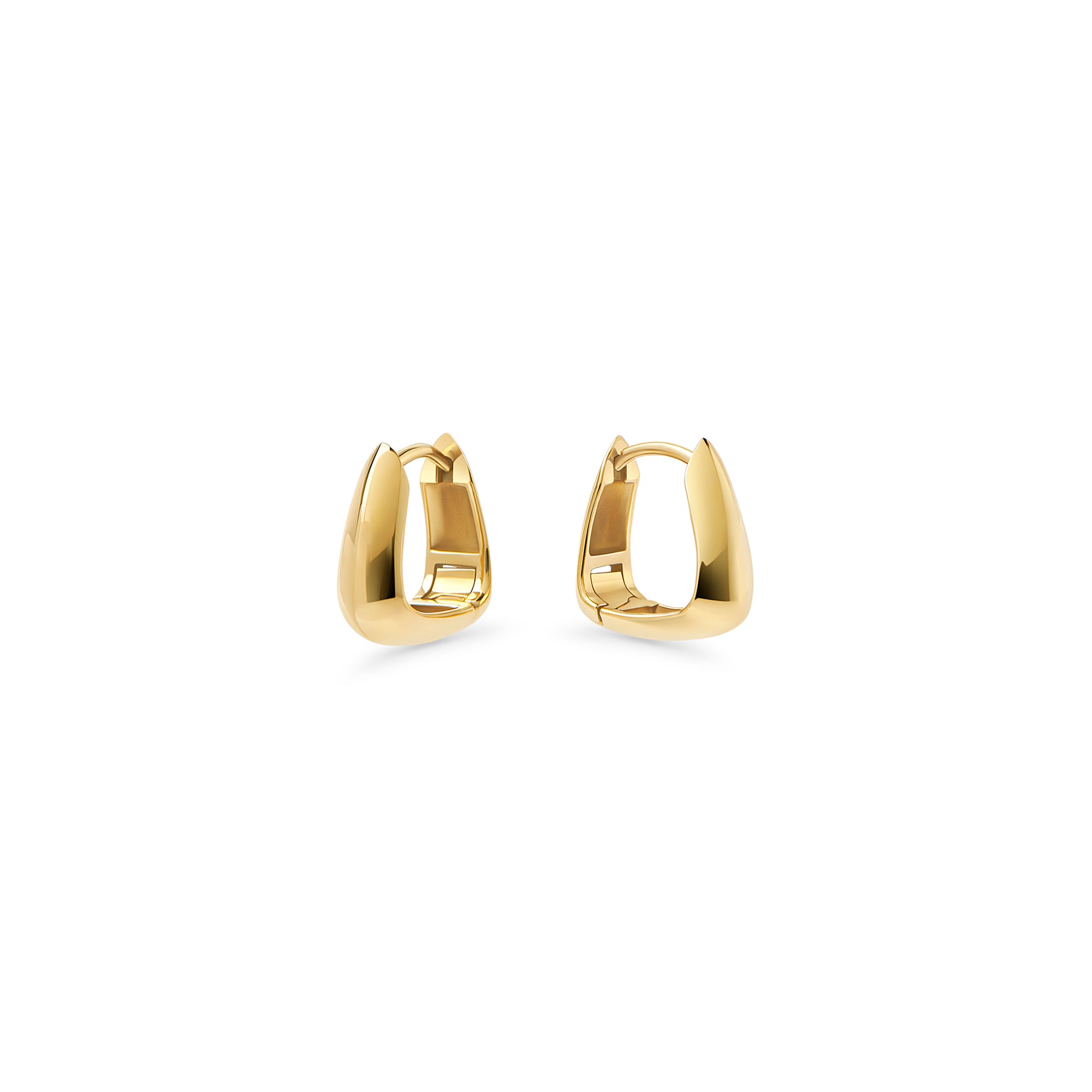Hypoallergenic gold stainless steel triangle huggie earrings MIAJWL boucles d'oreilles dormeuses triangle acier inoxydable or sans risque d'allergie Mia Bijoux