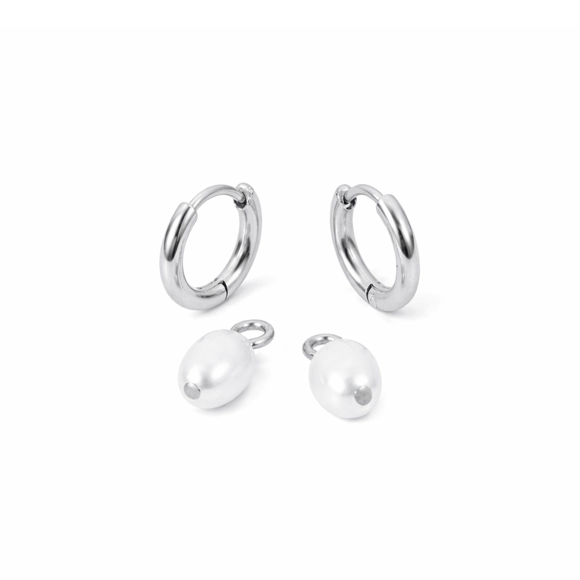 Sally Pearl Huggie Earrings