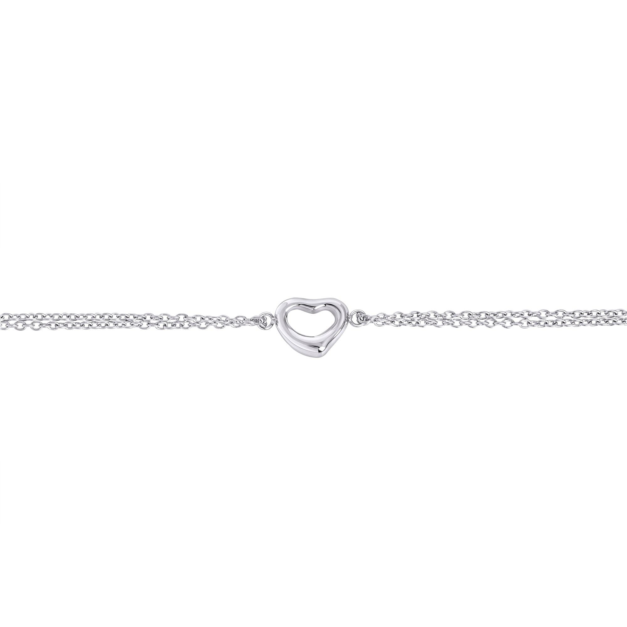 Dainty silver open heart double chain bracelet – allergy-free, waterproof & tarnish-resistant stainless steel bracelet for women, best jewelry gift for girlfriend by Mia Bijoux Canada