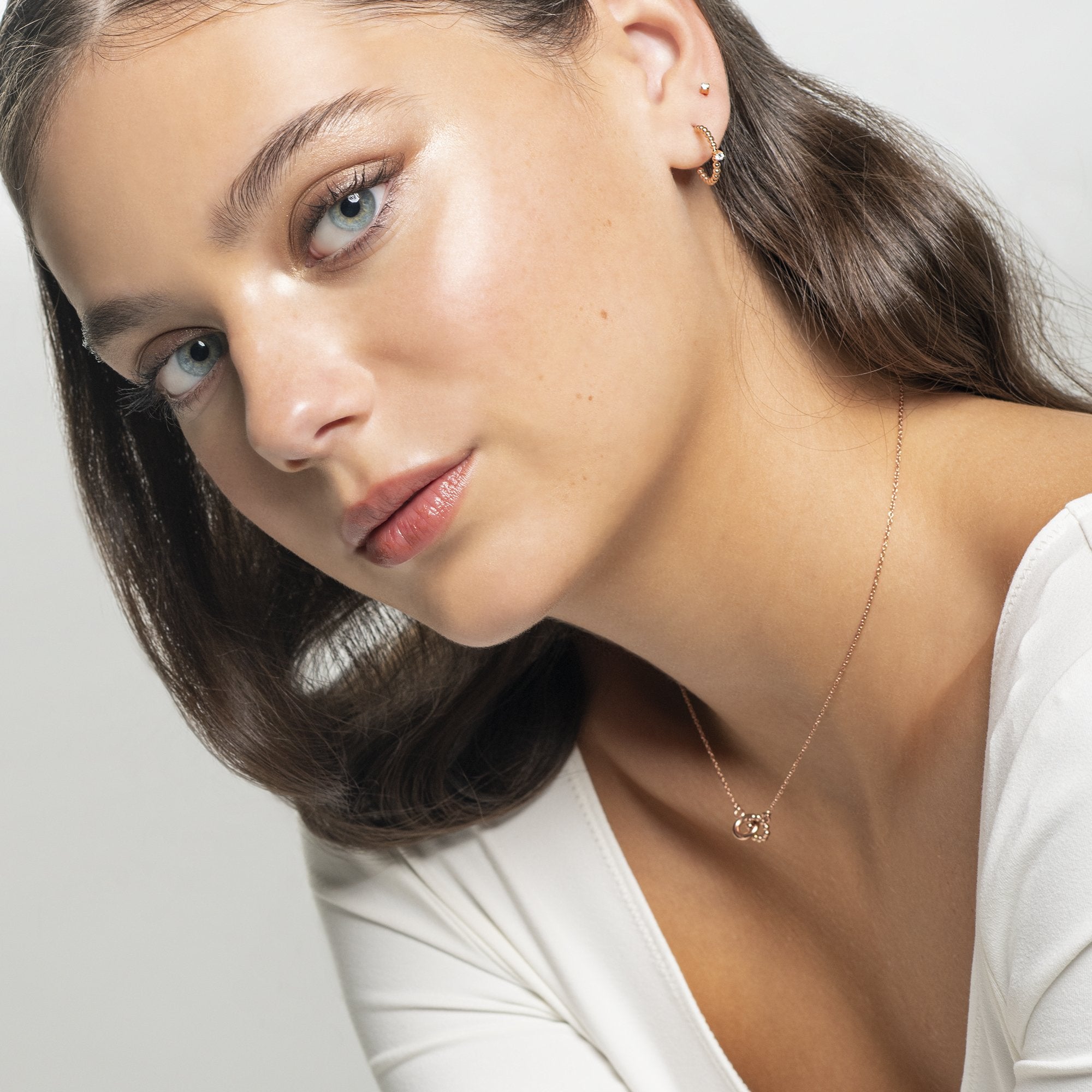gold 2mm cubic zirconia stud earrings stainless steel MIA boucles d'oreilles pierre or T419E001DO